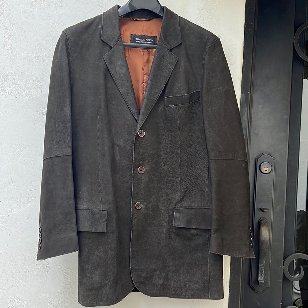 Vintage Donald J Pliner  Italian leather Sport Jacket  Dark Brown 52 R - Picture 10 of 10